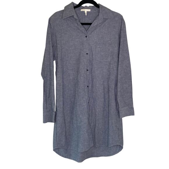 Maje Blue Degriffe Cotton Linen Blend Shirt Dress 1 Small - Picture 1 of 11